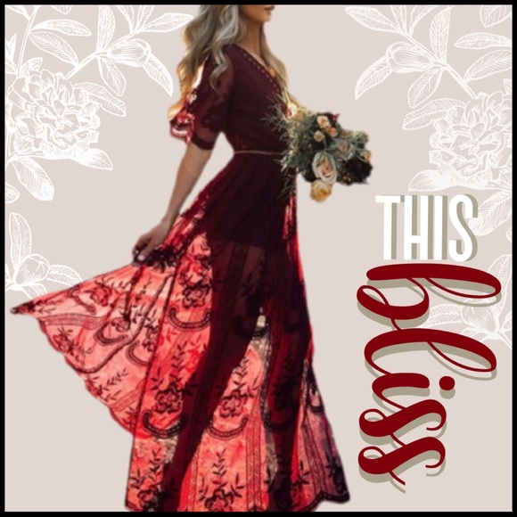 Deep V Lace Maxi - Picture 2 of 8